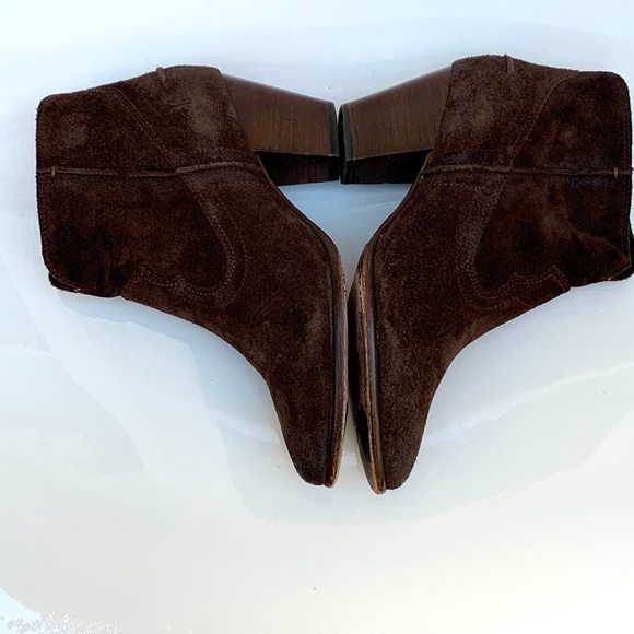 Frye Renee Seam Short Ankle Bootie Distressed Size 8.5 Western Brown Boots - Picture 7 of 14